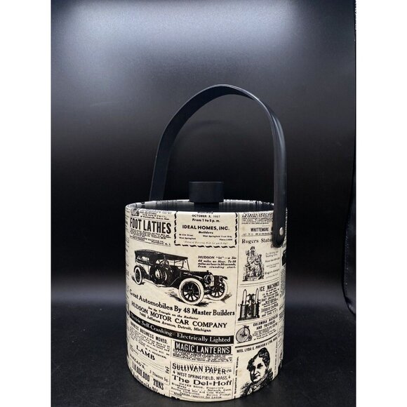 MCM Mad Men Ice Bucket Newspaper Advertising Irvinware USA Black White READ - Picture 1 of 12